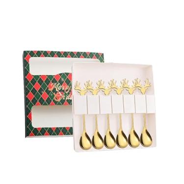 Imagem de Conjunto de talheres de Natal de aço inoxidável com caixa de presente, conjunto de colheres para casa, sobremesa, café, sorvete, utensílios de mesa para decoração de festas de fim de ano