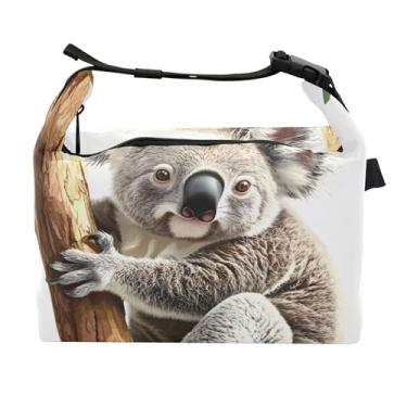 Imagem de TSENQUE Lancheira personalizada para pendurar urso coala fofa para mulheres lancheira floral para trabalho reutilizável bolsa térmica para adultos