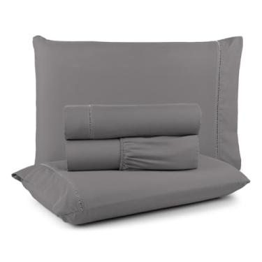 Imagem de Kit Jogo Lençol Cama Box Casal Queen King Solteiro Berço 400 Fios Micro Varios Tamanhos(CINZA,KING)