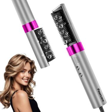 Imagem de Pourcare Pente aquecido alisador 2 em 1, três configurações de temperatura ajustáveis, inclui luvas e grampos de cabelo, criando um cabelo macio e sedoso apenas para você