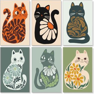 Imagem de Jethami Kit de pintura por números para adultos iniciantes, kit de arte em tela de pintura DIY de gato fofo fácil para decoração de parede de casa 20 x 30 cm