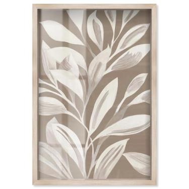 Imagem de Linear Leaves I Shadowbox Print Floral Wall Decor by Art Remedy, Blonde Frame, 28 x 40 cm