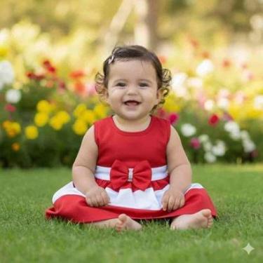 Imagem de Vestido Bebê Detalhe Laço Formal Infantil Mesversário Festa-Feminino