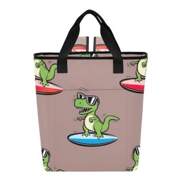Imagem de Joitme Cartoonish Rex Surfboard Brown Mochila Coolers Isolada à Prova de Vazamento 36 Latas Mochila de Praia 35 x 15 x 40 cm