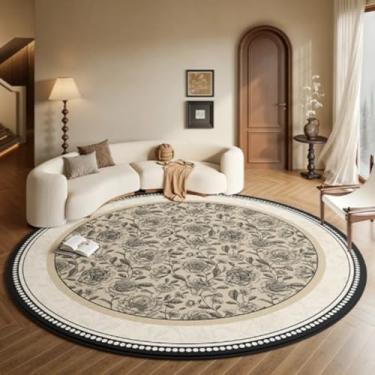 Imagem de Tapete redondo para quarto, cabeceira, vestiário, penteadeira, cadeira, tapete de chão, decoração para casa, sala de estar (diâmetro 110 cm/GU4258-QT)
