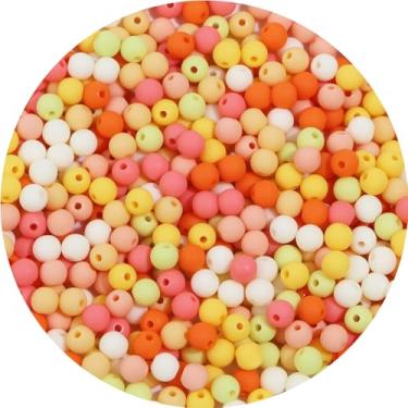 Imagem de 700 peças 6 mm contas de acrílico fosco redondas para artesanato contas espaçadoras com orifício para pulseira faça você mesmo, colar, brincos, chaveiro, joias, suprimentos artesanais, série laranja
