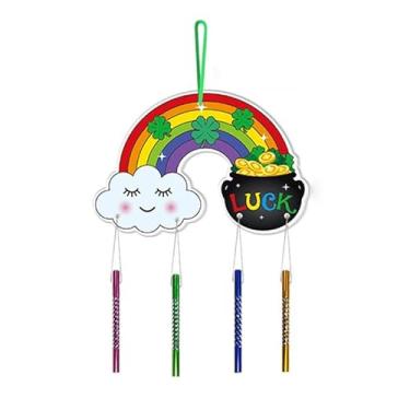 Imagem de Sino de vento arco-íris artesanato ornamento colorir sino de vento kit arte para sala de aula projetos de arte primavera verão decorações de aniversário
