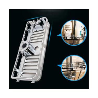 Imagem de Suporte de Barra Chuveiro Multifuncional Prateleira para Banheiro Design Junta Engate Removível Guardrail Alumínio Espacial Alta ABS Resistente à Eros