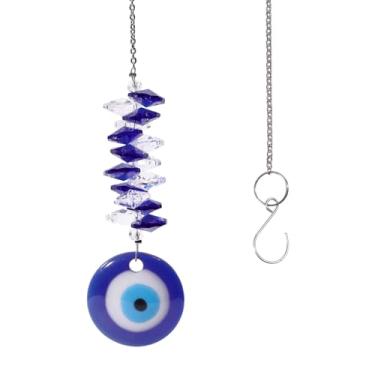 Imagem de GLOBLELAND Enfeite de vidro azul acrílico olho turco para pendurar em carro, pingentes de olho de lágrima, pingentes de contas de olho de acrílico para decoração de carro para espelho retrovisor de