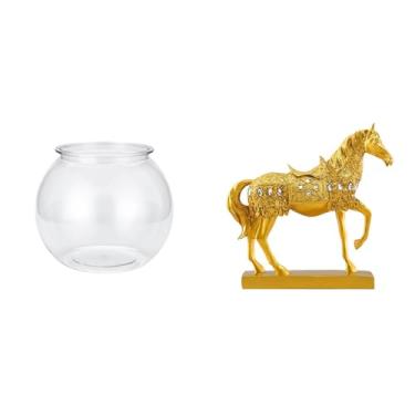 Imagem de Whtkoph Vaso Transparente para Aquário Pequeno, Ideal para Decoração de Mesa, Escritório E Casa. Estatueta de Cavalo Decorativa, Escultura de Animal em Resina