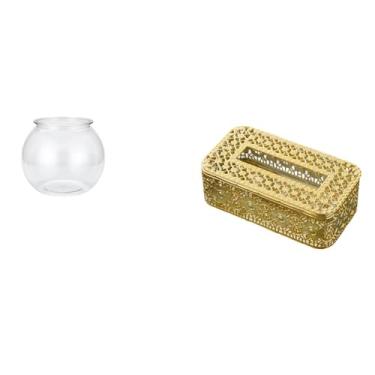 Imagem de Whtkoph Vaso Transparente para Aquário Pequeno, Decoração de Mesa para Peixes Pequenos E com Porta-lenços para Decoração de Casa E Escritório.