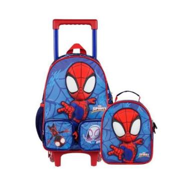 Imagem de Kit Mochila de Rodinha e Lancheira Térmica Infantil Masculina Spidey B