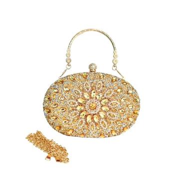 Imagem de Eiyye Bolsa feminina clutch com strass para festa de casamento (dourada), Dourado