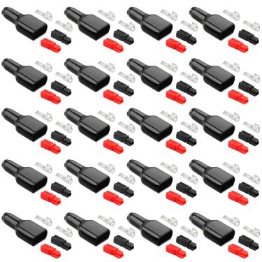 Imagem de MOOKEERF Kit de 20 pares de conectores de alimentação de 45 Amp 4-6 mm² (10-12 AWG) 45A 600V conector de conexão/desconexão rápida com tampa de PVC e terminais banhados a prata de cobre