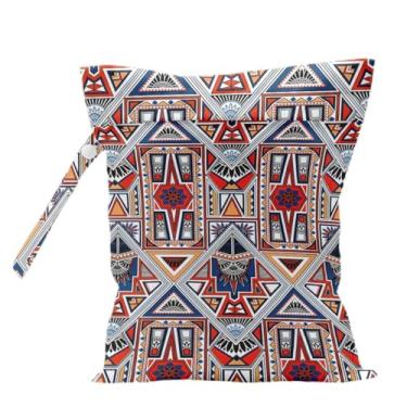 Imagem de Bolsa étnica reutilizável para viagem, praia, piscina, academia, ioga, bolsa impermeável para roupas de banho, pano de ginástica, bolsas de cosméticos, organizador de creche