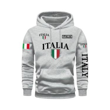 Imagem de Moletom Masculino Cinza Com Estampa Da Bandeira Da Itália E Letra ITAL