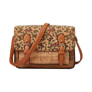 Imagem de Bolsa Mensageiro Vintage Média Em Kraft Estilo Hippie Retro Chic Boho 
