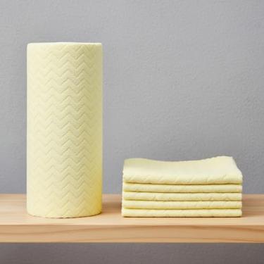Imagem de Rolo de pano de limpeza de 30 peças - panos de limpeza reutilizáveis e laváveis, panos de prato de cozinha para casa amarelo