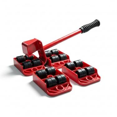 Imagem de Movimentador de Móveis Pesados 5 Peças Kit Levantador e Rodízios 360°: Transporte Fácil para Mudança e Faxina