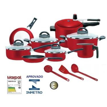 Imagem de Conjunto classic vermelho 10 peças com panela de pressão - MARPAL