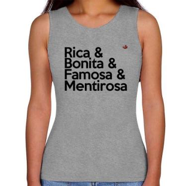 Imagem de Regata Feminina Rica & Bonita & Famosa & Mentirosa - Foca na Moda, Cin