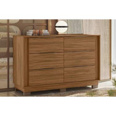 Imagem de Cômoda de Quarto Giardino c/ 6 Gavetas e Pés Nogueira Touch - Demóbile