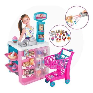 Imagem de Confeitaria De Brinquedo Com Carrinho De Mercado E Acessório - Utility