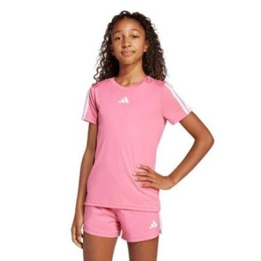 Imagem de Camiseta Adidas Essentials 3 Stripes Infantil - Rosa 13-14-Feminino