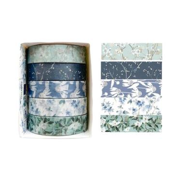 Imagem de Fita Washi Romântica Com Flores, 5 Rolos, Fita Decorativa DIY Fofa E F