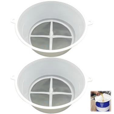 Imagem de (2PK) Filtros de filtro de balde de 5 galões – Reutilizável, filtro de tinta de malha de 60, capa de filtro de plástico de rede de malha fina de aço – Serve para latas de balde de tinta de 5 galões