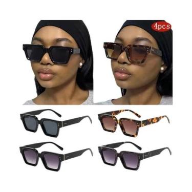 Imagem de Óculos De Sol Femininos Com Proteção UV Em Cores Gradientes Conjunto D