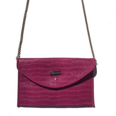 Imagem de Bolsa Carteira Croco Alça Corrente Rosa-Feminino