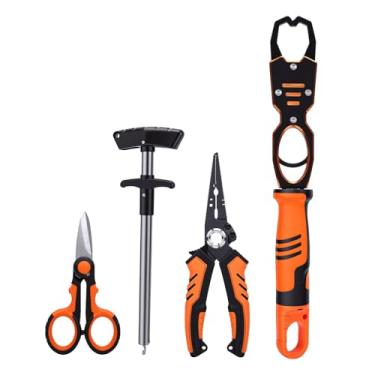 Imagem de Mingzhe Kit de Ferramentas de Pesca 4 Unidades, Alicate Isca Portátil Multifuncional, Controle Cortador Linha Peixe, Pinça Peixe, Removedor Gancho, Equipamento (Conjunto quatro peças)