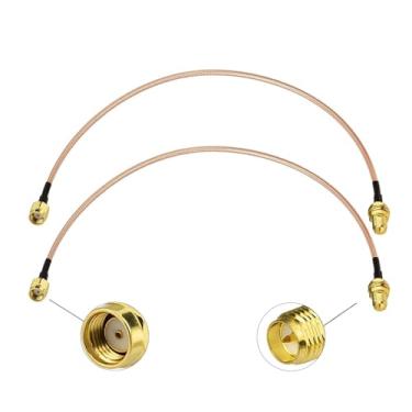 Imagem de SZSAUTO Cabo de extensão de antena WiFi 30 cm 30.5 cm (pacote com 2) anteparo RP-SMA macho para cabo fêmea RP-SMA para roteador WiFi, câmera IP, mini PCI Express PCIE, adaptador de placa de rede PCIE