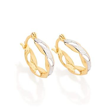 Imagem de Brinco Argola Ondulada Banhado a Ouro 18k com Aplicação de Rhodium - 520388