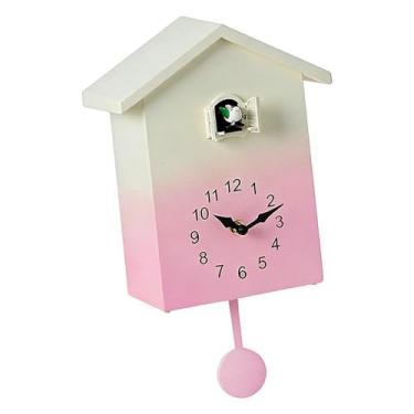 Imagem de WeiLaiKeQi Relógio de parede decorativo com grandes números arábicos, silencioso, para sala de estar, escola, café, bar, casa e quarto infantil, Rosa