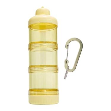 Imagem de Llazsybz Caixa de Transporte para Proteína em Pó com Mosquetão E Três Compartimentos, Ideal para Academia E Trilhas, Amarelo, Tamanho real