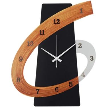 Imagem de Decoração de relógio de parede moderna decoração de parede personalizada, relógio de parede alimentado por bateria, relógio de villa simples estilo nórdico, com ponteiros de metal (cor: A, tamanho: 35