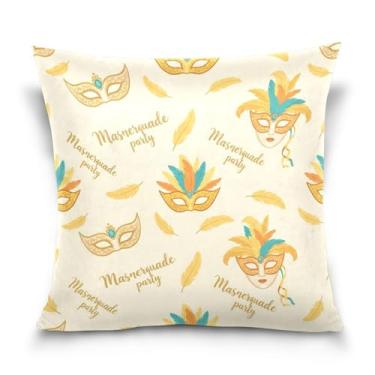 Imagem de Blueangle Capas de almofada de máscara de carnaval - 50 x 50 cm, decoração de férias de fazenda para sofá de casa (444)