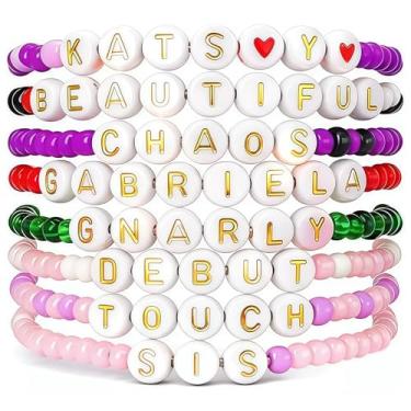 Imagem de 8 peças Katseye Concert Merch Pulseira de Amizade Inspirada em Mercadoria, Joias Unissex Estilo K-Pop com Contas para Fantasia e Eventos de Fãs, Acessório Combinando para Katseye Lightstick e Moletom