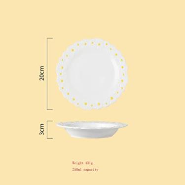 Imagem de 3FLQOOPP Prato de jantar, margarida, pratos de jantar, salada, cozinha, utensílios de mesa, acessórios para sala de jantar, pratos de jantar (cor: travessa de 15 cm) (prato de 20 cm)