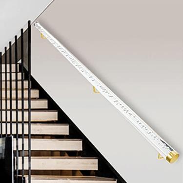 Imagem de Corrimãos de acrílico transparente para degraus externos/internos/jardim para crianças/idosos/deficientes, corrimãos de escada montados na parede com suporte de metal de 1 6 m de comprimento