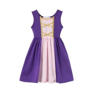 Imagem de Vestido Casual Sem Mangas De Algodão Para Meninas Elsa Anna Moana, Col