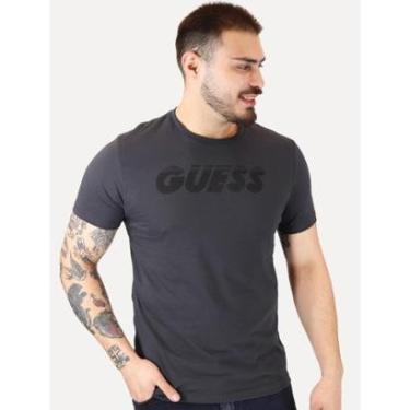 Imagem de Camiseta Guess Masculina Silk Logo Fast Chumbo-Masculino