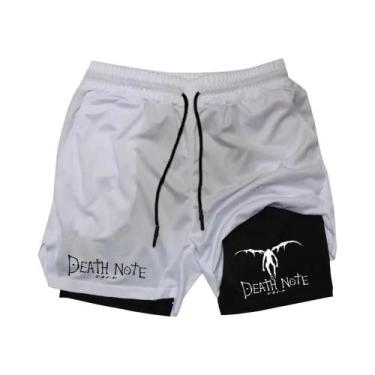 Imagem de Shorts Esportivos Masculinos Anime Death Note 2 Em 1 Para Fitness, Cor