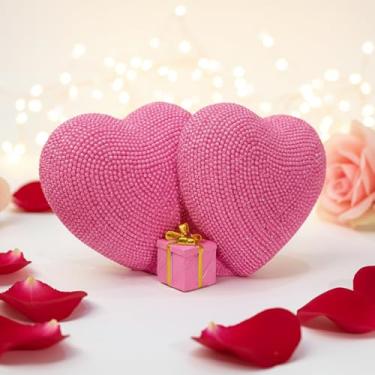 Imagem de Shlinnuo Estatueta decorativa de coração duplo estátua romântica brilhante com mini caixa de presente perfeita para o dia dos namorados, aniversário ou presente de casamento para ela 15,5 cm decoração