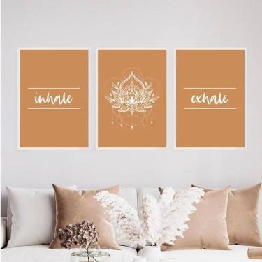 Imagem de Kit 3 Quadros Inhale Exhale -Mandala 45X34Cm Branca