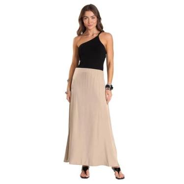 Imagem de Saia Midi Acetinada Dianna Rosa, GG, Rosa