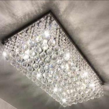 Imagem de Lustre Para Sala De Cristal Legítimo K9 Base Inox 90x30 Cm
