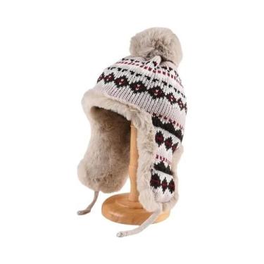 Imagem de Chapéu De Inverno Feminino Térmico De Lã Com Protetor De Orelha, À Pro